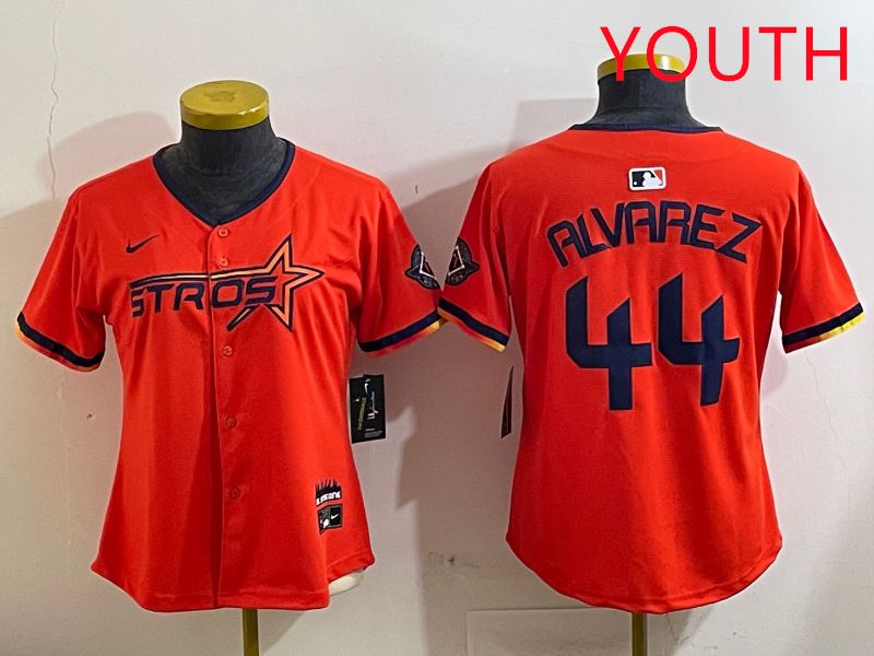 Youth Houston Astros #44 Alvarez Orange Three generations Joint Name 2025 Nike MLB Jersey style 4123